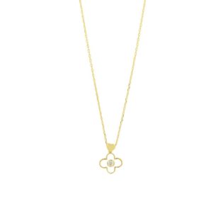Women's ladyQ flower necklace made of 925 silver in yellow color with mother-of-pearl and zircon 444609