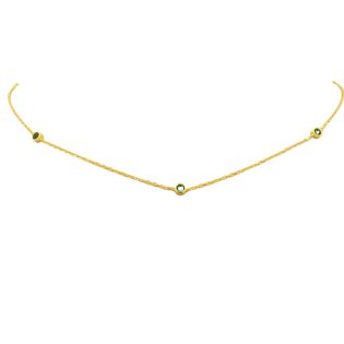LadyQ Women's Necklace made of 925 silver in yellow color with Green Zircon 444614