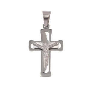 Men's Cross Crucified manQ made of stainless steel in silver color 446454