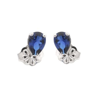 Women's Teardrop Earrings ladyQ made of white gold K09 (375) with ecological sapphire 449292