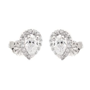 Women's Teardrop Earrings ladyQ made of white gold K09 (375) with Star Signity 449294