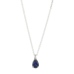 Women's Teardrop Necklace ladyQ made of white gold K09 (375) with ecological sapphire 449297