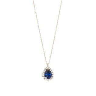 Women's Teardrop Necklace ladyQ made of white gold K09 (375) with ecological sapphire and Signity Star